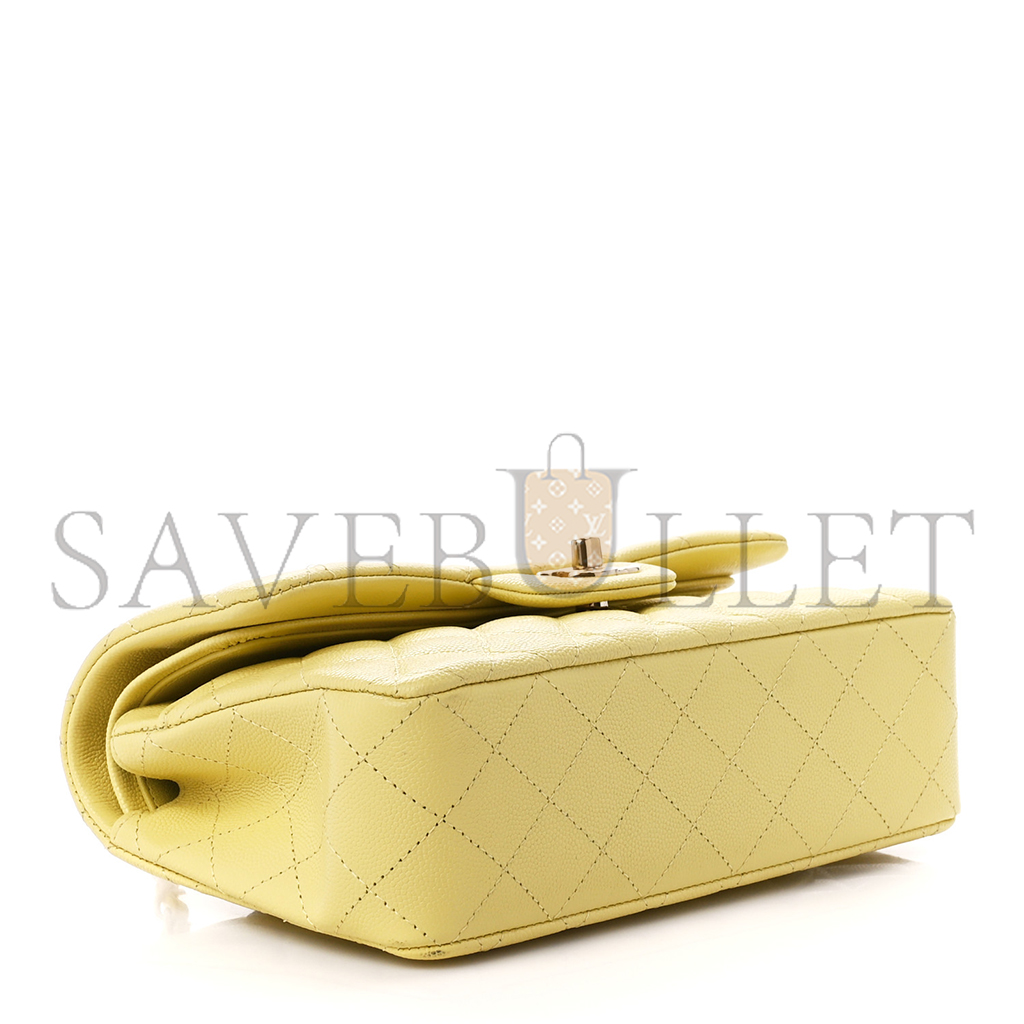 Ch*el caviar quilted small double cover yellow (23*14.5*6cm)